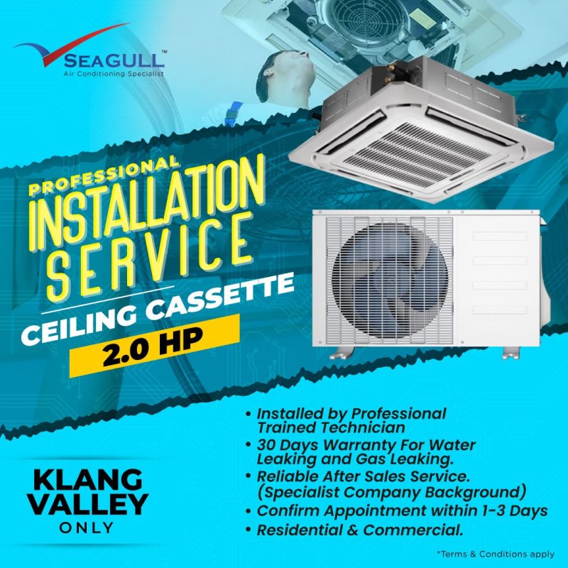 Professional 2.0HP Air Cond Ceiling Cassette Standard Installation Service