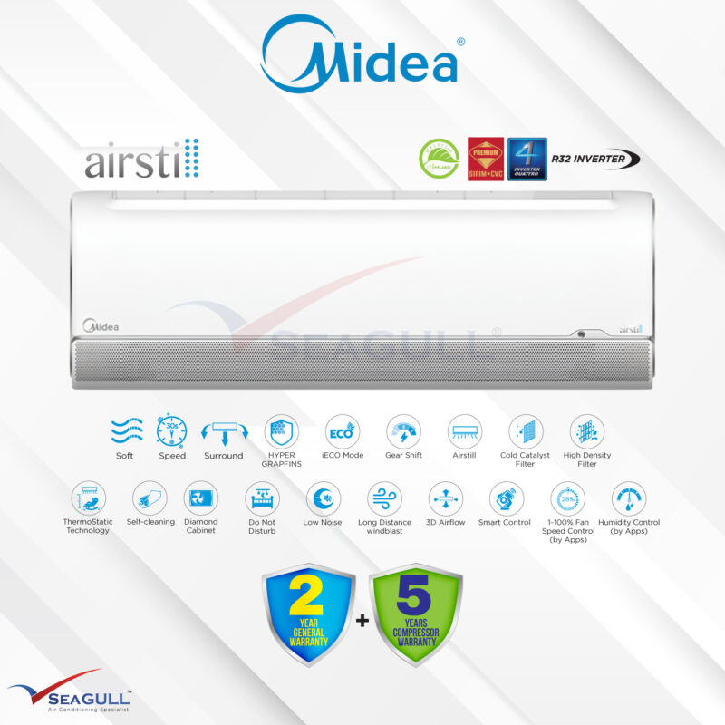 (Wi-Fi) Midea AIRSTILL MSFAB Series Wall Mounted Inverter R32 1.5HP