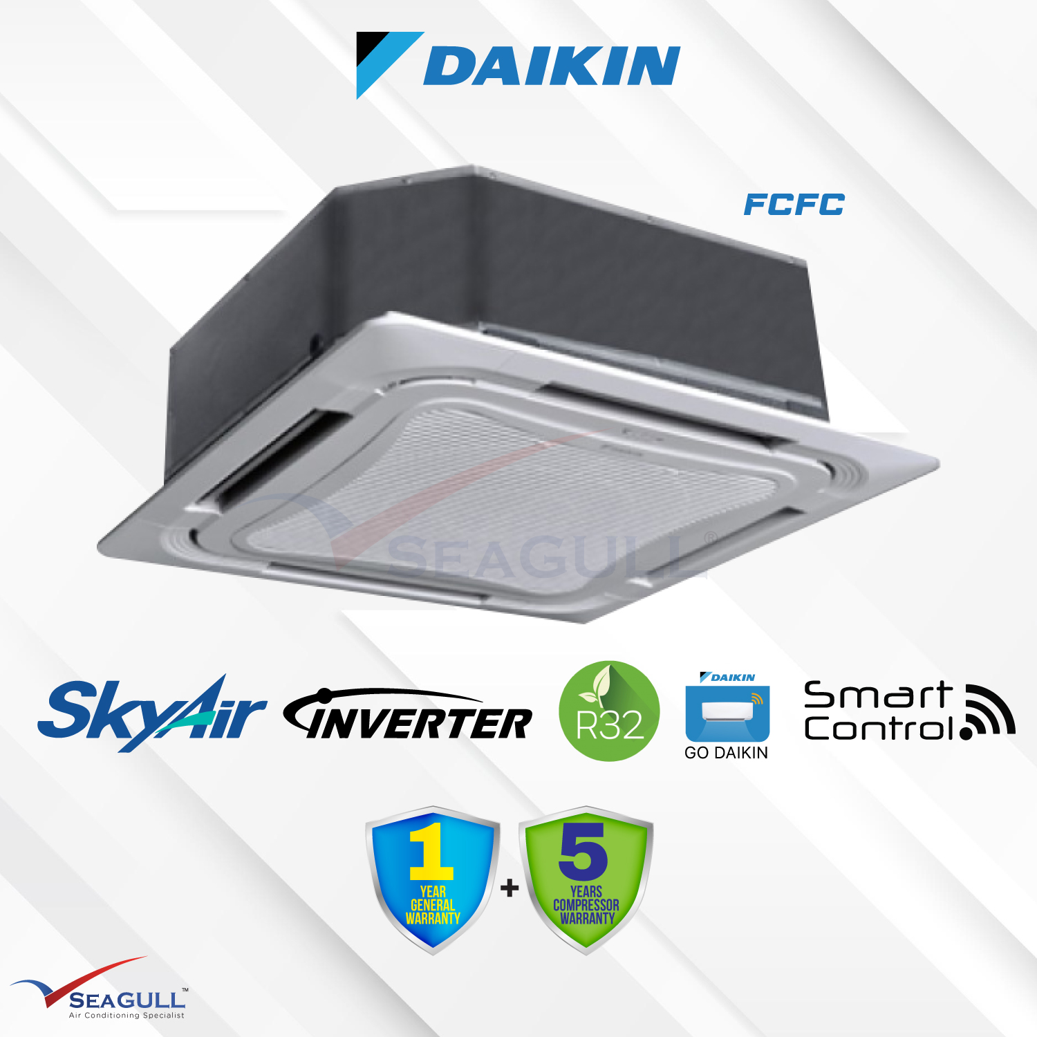 Daikin Ceiling Cassette Skyair R32