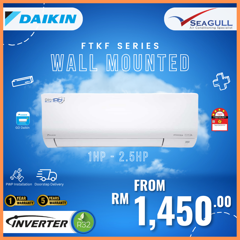[PWP] (Wi-Fi) Daikin Wall Mounted FTKF Series Inverter R32 1.0HP-2.5HP