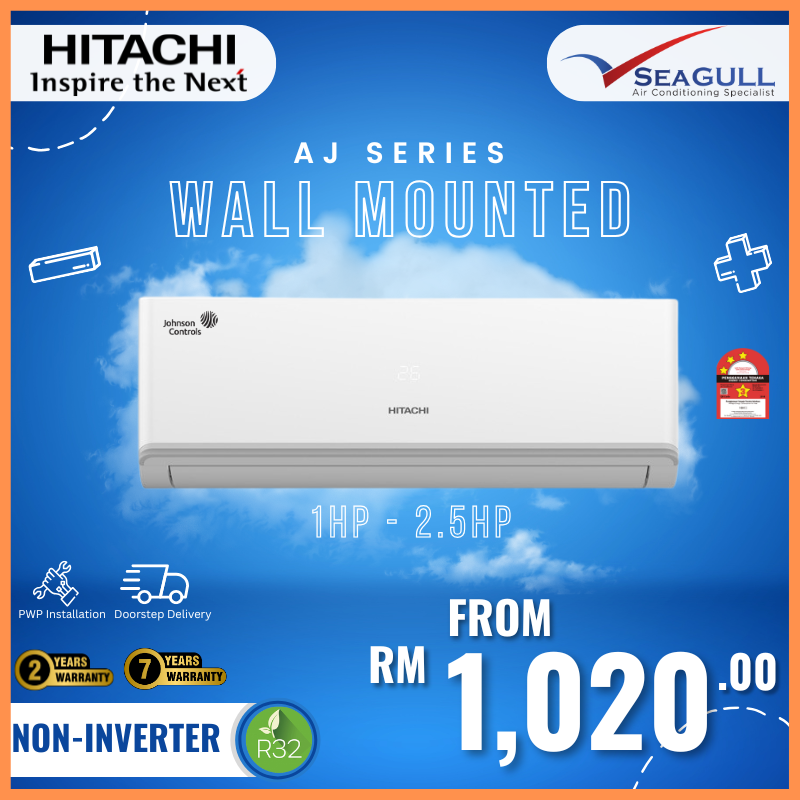 [PWP][JAPAN BRAND] Hitachi AJ Series Standard Non-Inverter Wall Mounted R32 1.0-2.5HP