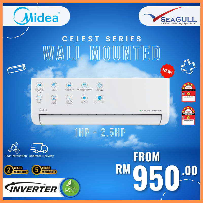 [PWP] Midea Wall Mounted Celest MSCE Series Inverter R32 1.0HP-2.5HP
