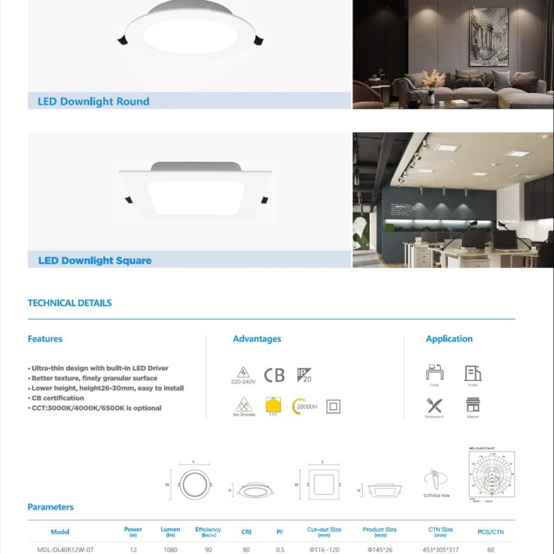 Alternative view of Midea LED Downlight Round 12W / 18W (2 Years Warranty)