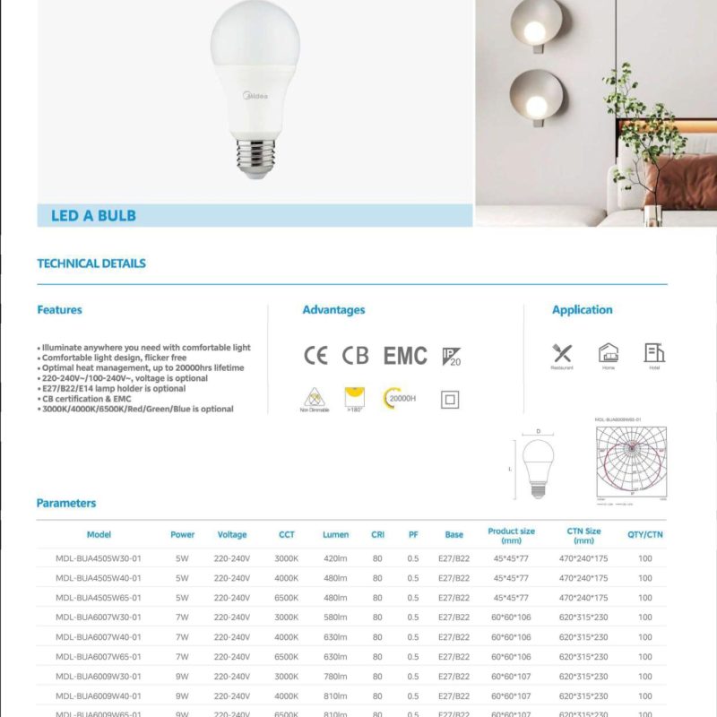 Alternative view of Midea LED A Bulb 5W / 9W / 12W / 15W (2 Years Warranty)
