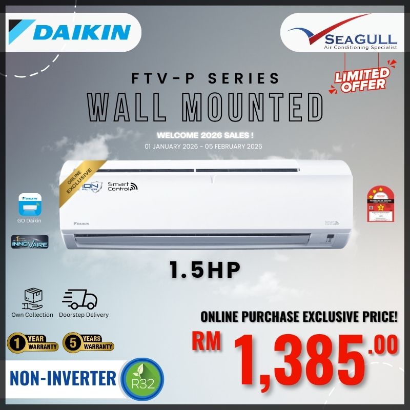 [W2026 SALES](Wi-Fi) Daikin InnoVaire P-Series Non-Inverter FTV35PB 1.5HP R32