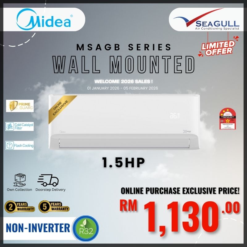 [W2026 SALES]Midea Non Inverter R32 Wall Mounted MSAGB-13CRN8 Xtreme Cool Series 1.5HP