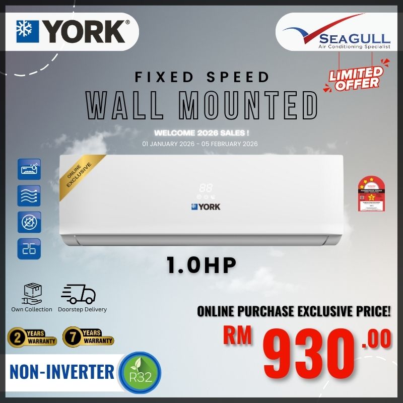 [W2026 SALES]York Wall Mounted Non-Inverter YWMYSL Series R32 1.0HP