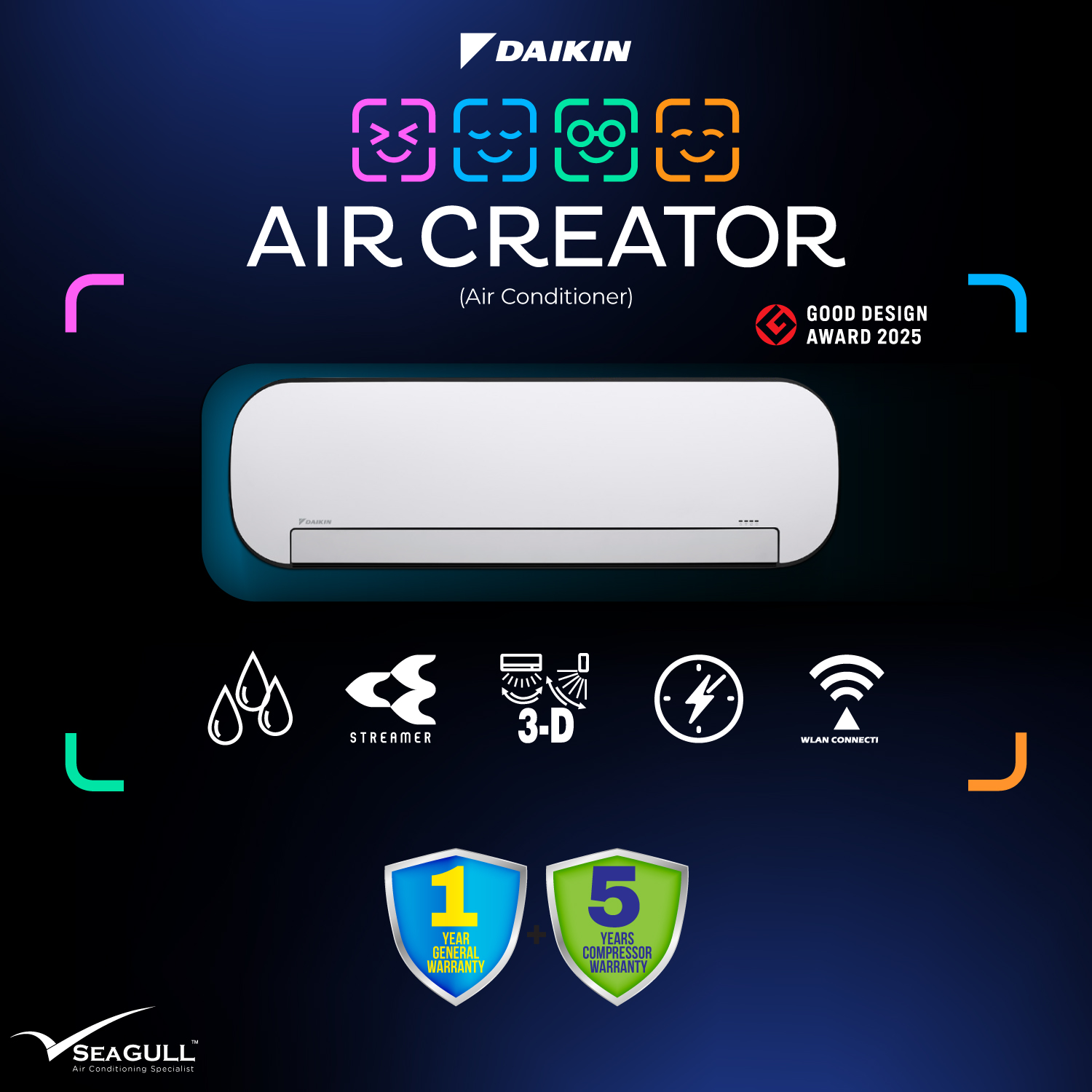(Wi-Fi) Daikin Air Creator Series Wall Mounted Inverter R32 1.0HP