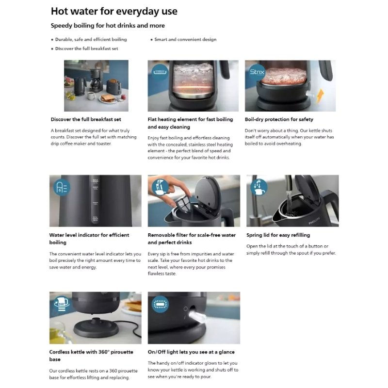 Alternative view of Philips 1000 Series Electric Jug Kettle 1.7L HD9314/90