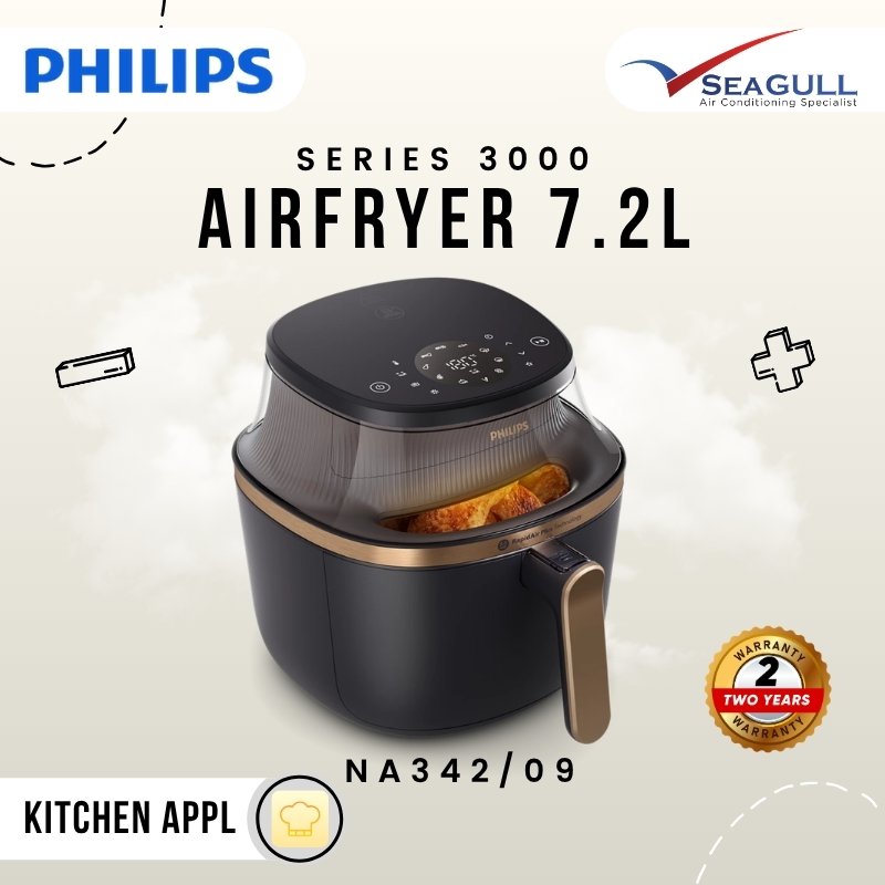 Philips Air Fryer 7.2L RapidAir Plus Technology Digital Air Fryer NA342/09