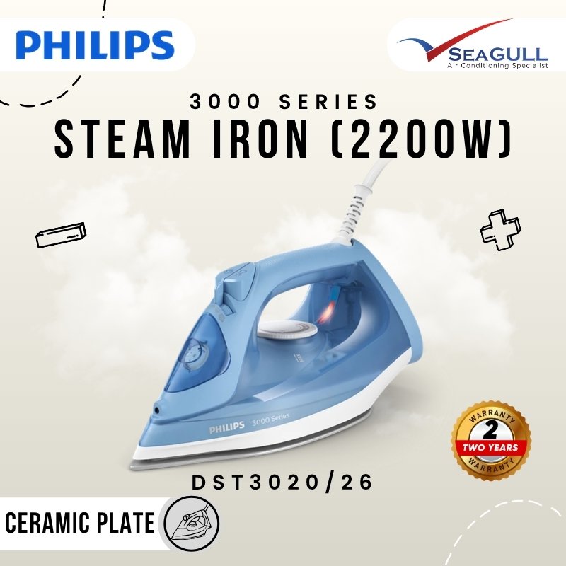 Philips Steam Iron (2200W) Ceramic Soleplate DST3020/26