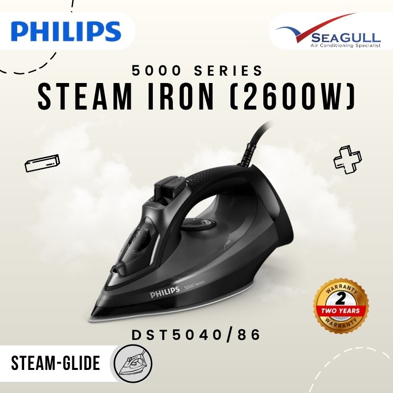 Philips Steam Iron (2600W) SteamGlide Plus Soleplate DST5040/86