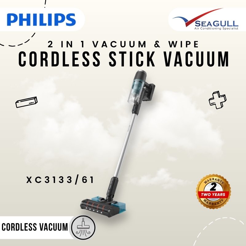 Philips Cordless 2 in 1 Vacuum&Wipe XC3133/61