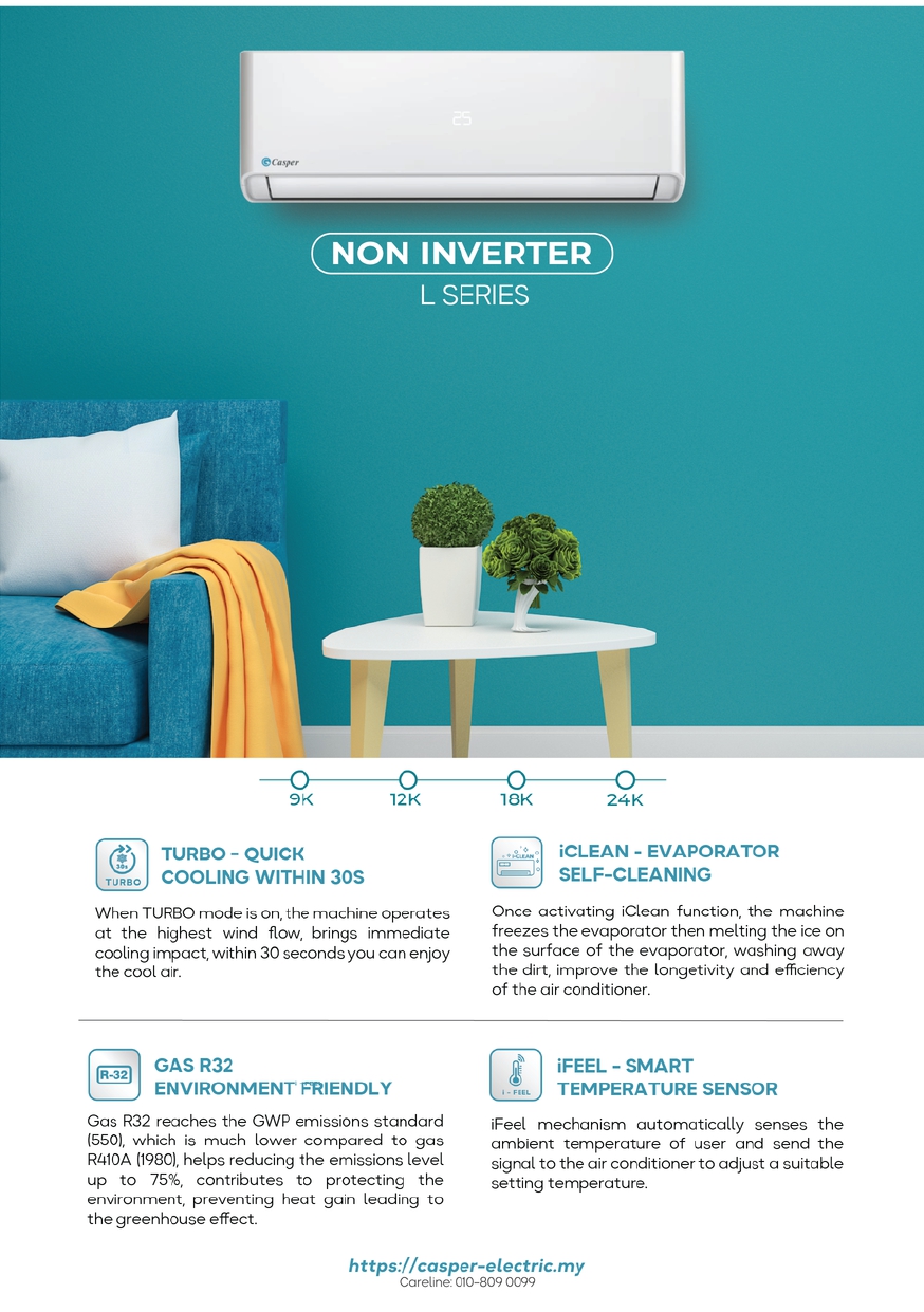 Casper L Series Wall Mounted Non-Inverter R32 2.0HP - Image 3