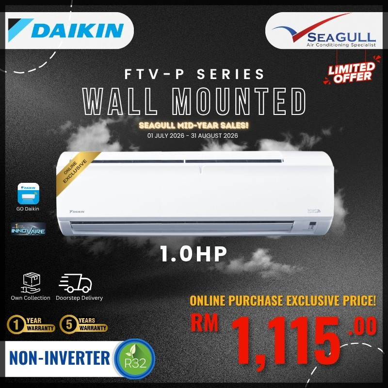 [MID-SALES](Wi-Fi)Daikin InnoVaire P-Series Non-Inverter FTV28PB 1.0HP R32