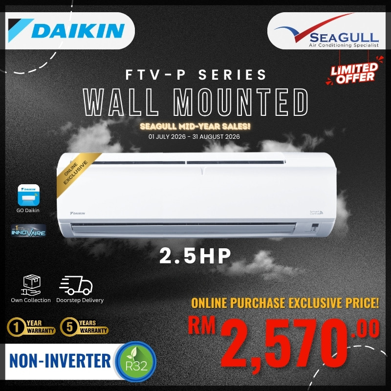 [MID-SALES](Wi-Fi)Daikin InnoVaire P-Series Non-Inverter FTV60PB 2.5HP R32