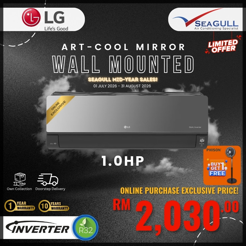 [MID-SALES]LG ARTCOOL Mirror Series Inverter Wall Mounted R32 1.0HP (WITH FREE GIFT)