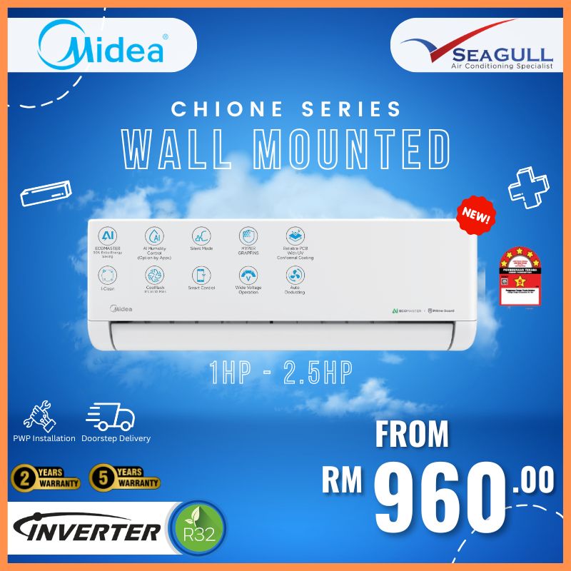 [PWP] Midea CHIONE Wall Mounted Inverter MSCH Series R32 1.0HP-2.5HP