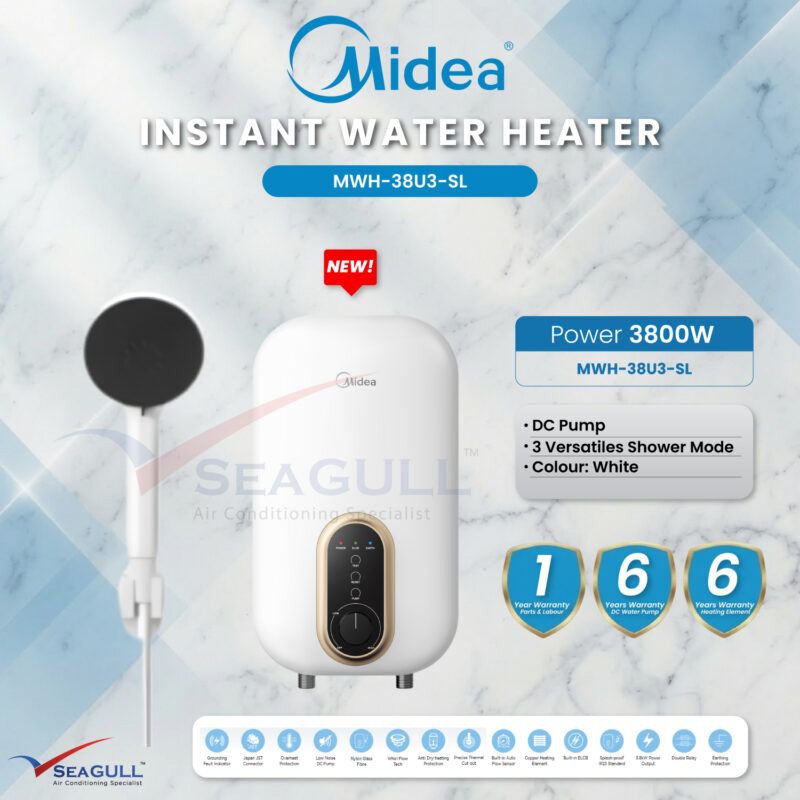 Midea Instant Water Heater With DC Pump MWH-38U3-SL
